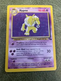 Pokemon TCG Hypno Fossil Card 23/62 Unlimited Regular Non-Holo Rare 1995 WOTC - Image 1