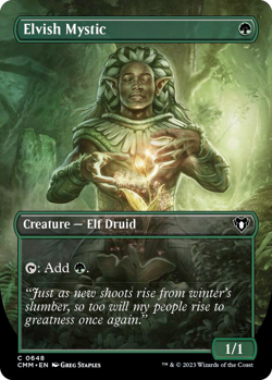 Elvish Mystic (Borderless) - Commander Masters (CMM) - Image 1