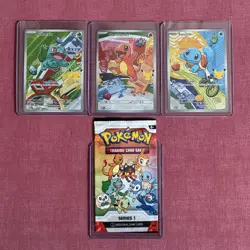 Pokemon Series 1 Bulbasaur Charmander Squirtle 3 Cards Lot in English - Image 1