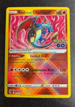 Pokemon TCG Radiant Charizard 011/078 Pokemon GO Radiant Rare Holo Card 160HP - Image 1