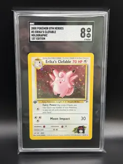 ERIKA'S CLEFABLE Pokemon Card - WOTC - 1st Edition - Gym Heroes - 3/132 - SGC 8 - Image 1