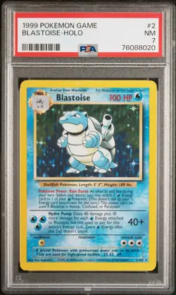 Pokemon 1999 Blastoise HOLO 2/102 base set unlimited PSA 7 - Image 1