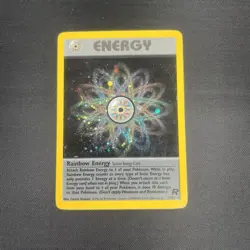 Rainbow Energy 17/82 Team Rocket Holo Rare Pokemon Card Played - Image 1