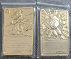 Vintage 1999 Nintendo 23K Gold Plated Pokemon Trading Card Mewtwo & Poliwhirl - Image 2