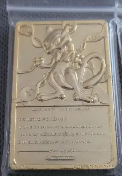 Vintage 1999 Nintendo 23K Gold Plated Pokemon Trading Card Mewtwo & Poliwhirl - Image 3