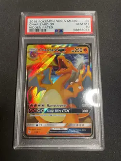 2019 POKEMON SUN AND MOON HIDDEN FATES #9 CHARIZARD GX GEM MINT PSA 10 - Image 1