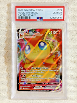 2021 POKEMON SWORD & SHIELD BATTLE STYLES #022 FULL ART/VICTINI VMAX PSA 10 - Image 1
