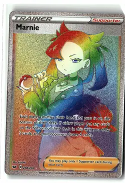 Marnie ⭐ 208/202 Holo Rainbow Rare Sword & Shield 2020 Pokemon NM - Image 1