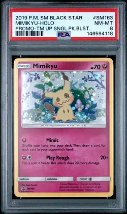 2019 POKEMON SM BLACK STAR PROMO TEAM UP SINGLE PACK BLISTERS MIMIKYU-HOLO PSA 8 - Image 1