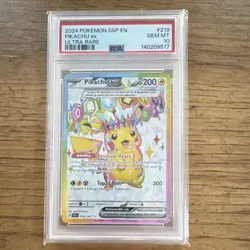 Pokemon Pikachu ex 219/191 Sv08: Surging Sparks Ultra Rare Holo EX PSA 10 - Image 1