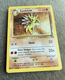 *Australian Print* Pokemon TCG: 1999-2000 Red Logo Fossil Sandslash. LP- NM - Image 2