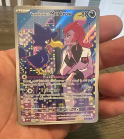 Pokemon TCG Team Rocket's Murkrow Illustration Rare Full Art Holo 200/182 - Image 1