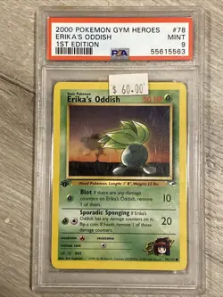 2000 Pokemon Gym Heroes 1st Edition Erika's Oddish 78/132 PSA 9 Mint - Image 1