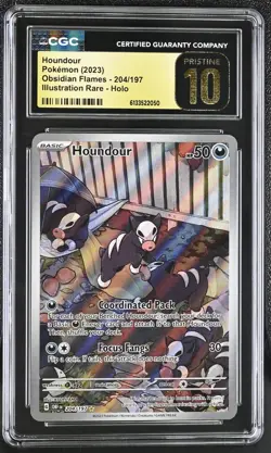 Pokemon Houndour 204/197 Illustration Rare Obsidian Flames - CGC 10 PRISTINE - Image 1