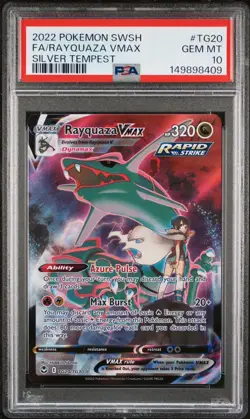 PSA 10 2022 POKEMON SWORD & SHIELD #TG20 FA/RAYQUAZA VMAX SILVER TEMPEST - Image 1