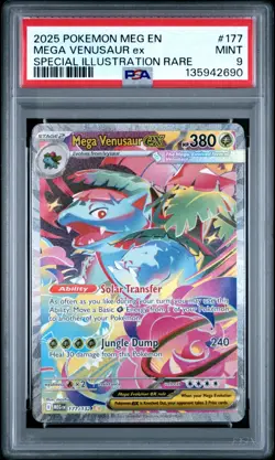 2025 POKEMON MEGA EVOLUTION SPECIAL ILLUSTRATION RARE MEGA VENUSAUR EX 177 PSA 9 - Image 1