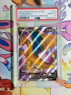 PSA 10 GEM MT Graded Pokemon 2020 Charizard V SWSH050 Champion's Path ETB BSP - Image 1