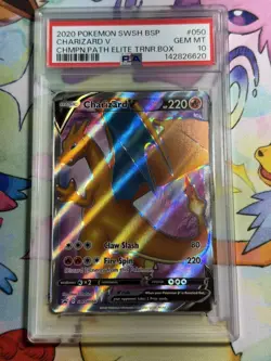 PSA 10 GEM MT Graded Pokemon 2020 Charizard V SWSH050 Champion's Path ETB BSP - Image 2