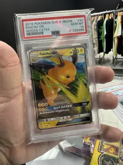 2019 POKEMON SUN & MOON HIDDEN FATES #20 RAICHU GX PSA 10 GEM MINT TCG - Image 1