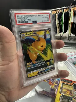 2019 POKEMON SUN & MOON HIDDEN FATES #20 RAICHU GX PSA 10 GEM MINT TCG - Image 3