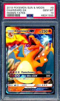 Charizard GX 2019 Pokemon Sun & Moon Hidden Fates #9 Full Art PSA 10 English - Image 1