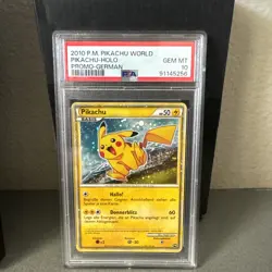 2010 Pokemon PSA 10 Pikachu World Pikachu-Holo Promo-German - Image 1