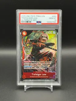 One Piece PRB02-002 Trafalgar Law Alternate Alt Art English PSA 10 - Image 1