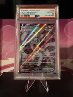 2021 Pokemon SWSH #075 Sylveon VMAX GEM MT 10 Evolving Skies Card - Image 1
