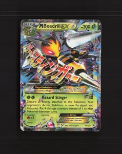 Mega M Beedrill EX XY158 XY Black Star Promo Holo Pokemon Card DMG - Image 1