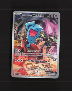 Team Rocket's Wobbuffet SVP 203 Full Art Black Star Promo Holo Pokemon Card NM - Image 1