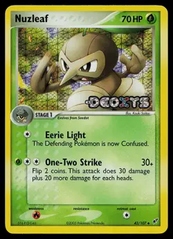 Pokemon Card - Nuzleaf Deoxys 43/107 Reverse Holo Stamped - Image 1