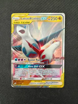 Pokemon Latias & Latios GX TAG TEAM Ultra Rare Holo 113/181 SM Team Up DMG - Image 2