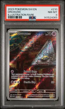 2023 POKEMON SVI EN-SCARLET & VIOLET ILLUSTRATION RARE #210 DROWZEE PSA 8 - Image 1