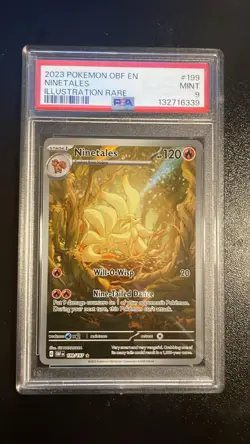 2023 POKEMON OBF EN-OBSIDIAN FLAMES ILLUSTRATION RARE #199 NINETALES PSA 9 - Image 1