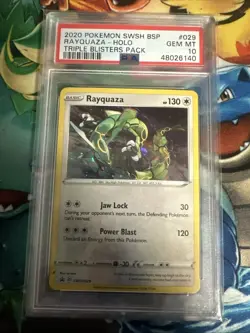 2020 Pokemon SWSH BSP Rayquaza Holo Triple Blister Pack #029 PSA 10 GEM MT - Image 1