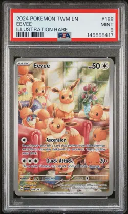 PSA 9 2024 POKEMON TWM EN-TWILIGHT MASQUERADE #188 EEVEE ILLUSTRATION RARE - Image 1