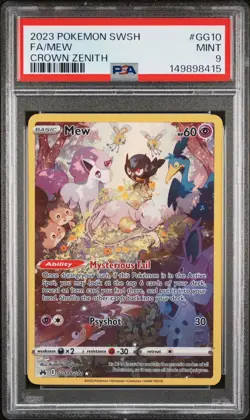 PSA 9 2023 POKEMON SWORD AND SHIELD CROWN ZENITH #GG10 FA/MEW CROWN ZENITH - Image 1