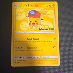 Pokemon Ash's Pikachu Promo SM111 EN Basic 70HP 2017 - Image 1