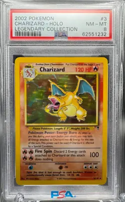 2002 Pokemon Charizard Holo Legendary Collection #3 PSA 8 Near Mint Rare NM MT - Image 1