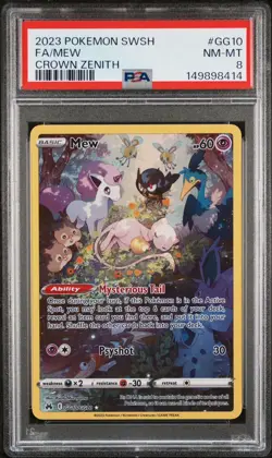 PSA 8 2023 POKEMON SWORD AND SHIELD CROWN ZENITH #GG10 FA/MEW CROWN ZENITH - Image 1
