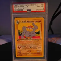 Pokemon Light Machamp 25/105 Neo Destiny 1st Edition PSA 8 Rare English 2002 - Image 1