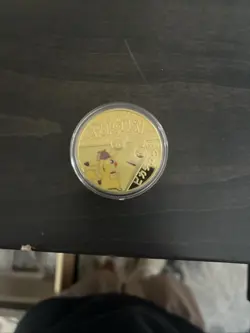 Pokemon Gold Plated TCG Coins Pikchu Cute Hat With Case!!! - Image 1