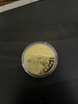 Pokemon Gold Plated TCG Coins Pikchu With Case!!! - Image 1