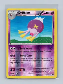 Drifblim 47/114 Uncommon Steam Siege Pokemon Reverse Holo Lightly Played - Image 1
