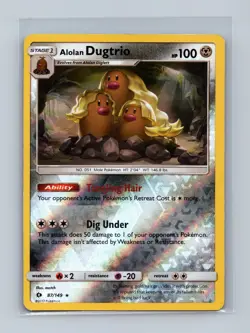 Alolan Dugtrio 87/149 Holo Holo Rare SM Base Set Pokemon Reverse Holo LP - Image 1