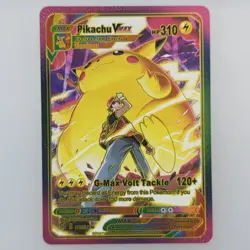 Pokemon Pikachu VMAX 310hp Gigantamax Rainbow Foil Fan Art Collector Card TCG - Image 1