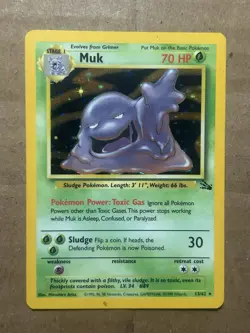 Pokemon Muk TCG Fossil Card 13/62 Holo Unlimited Rare HP Condition - Image 1