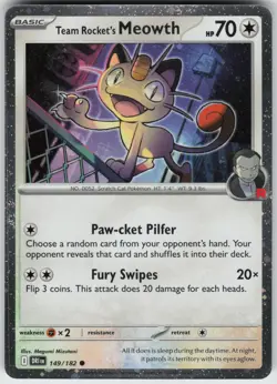 Holo Foil Team Rocket's Meowth (Cosmos Holo) 149/182 Common Miscellaneous Cards - Image 1