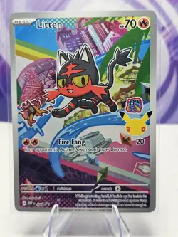 Pokemon Card Litten MEP 044 First Partner Illustration Promo 30th Anniversary NM - Image 1
