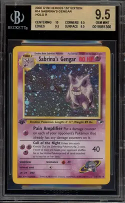 Pokemon Sabrina's Gengar Gym Heroes 1st Edition Holo Rare #14 BGS 9.5 - Image 1